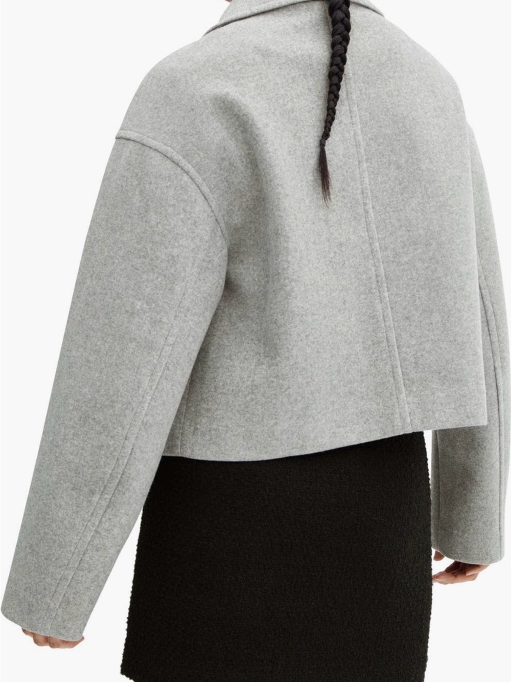 Mango Cropped Pea Coat in Light Gray - Picture 3 of 7